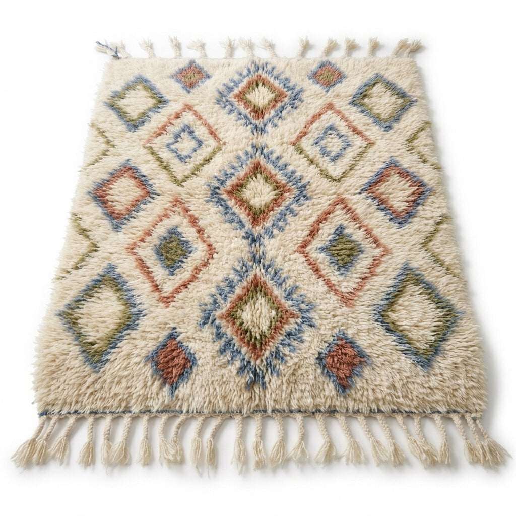 Lattice Earth Azilal rug — full rug on white studio background