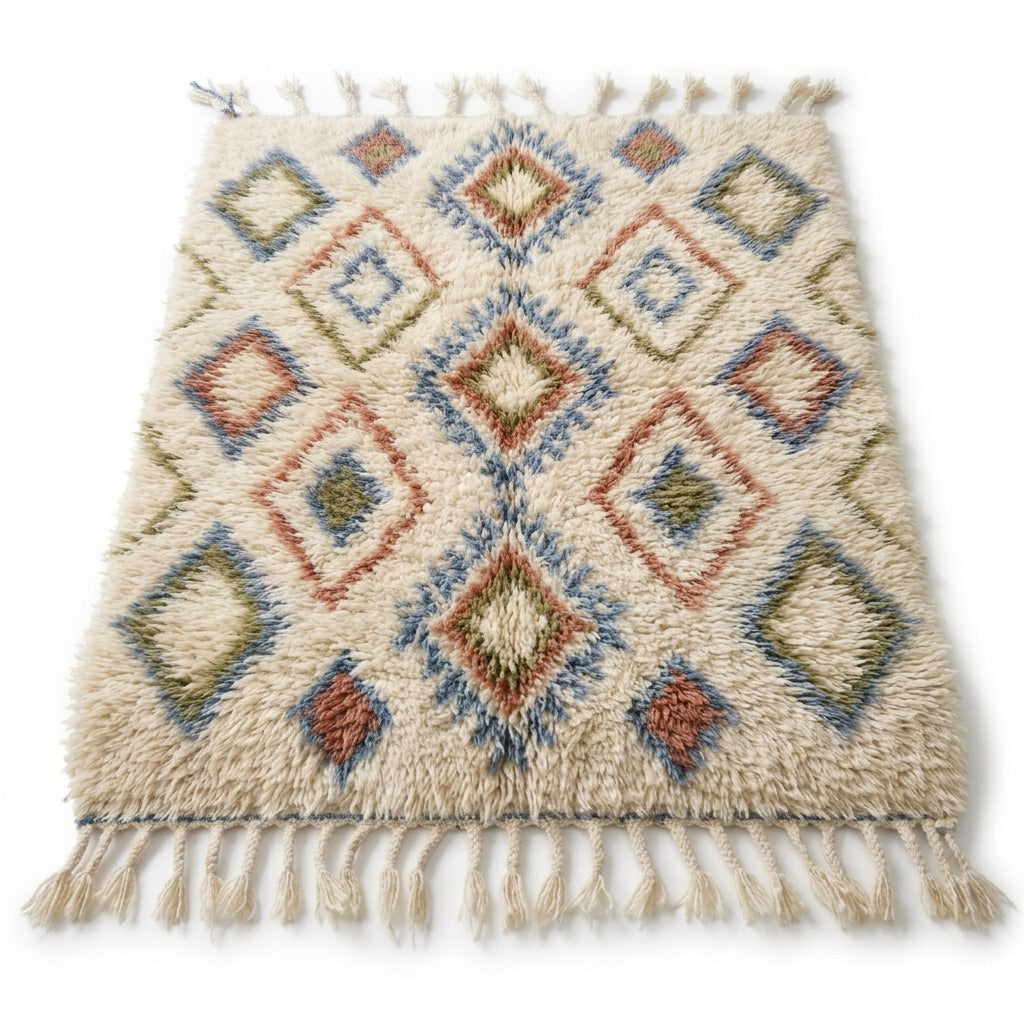 Lattice Earth Azilal rug — full rug on white studio background