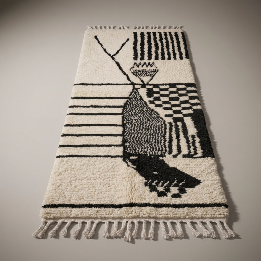 Marigold Path Moroccan Runner Rug - handwoven Berber wool
