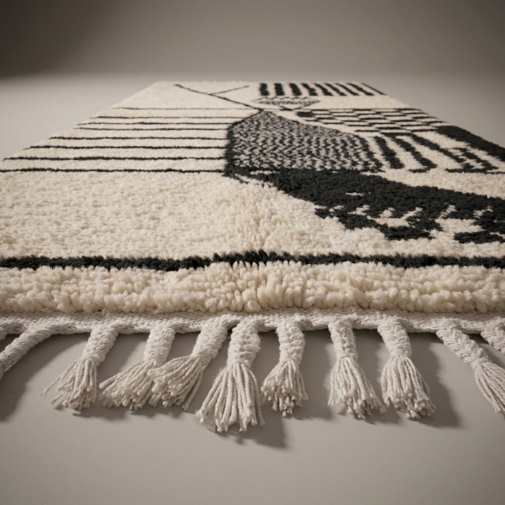 Marigold Path Moroccan Runner Rug - handwoven Berber wool detail