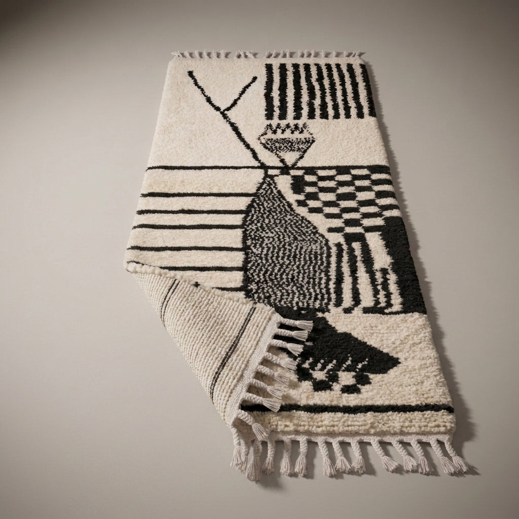 Marigold Path Moroccan Runner Rug - handwoven Berber wool detail
