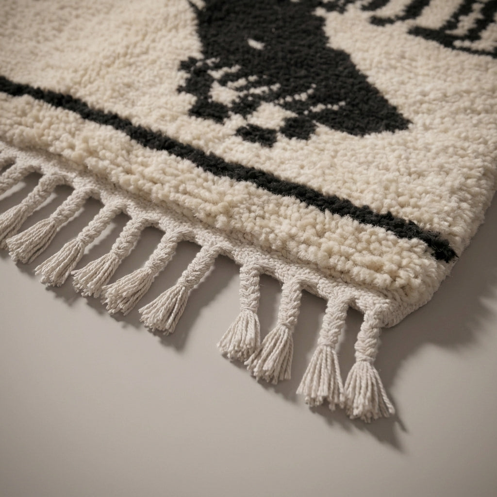 Marigold Path Moroccan Runner Rug - handwoven Berber wool detail