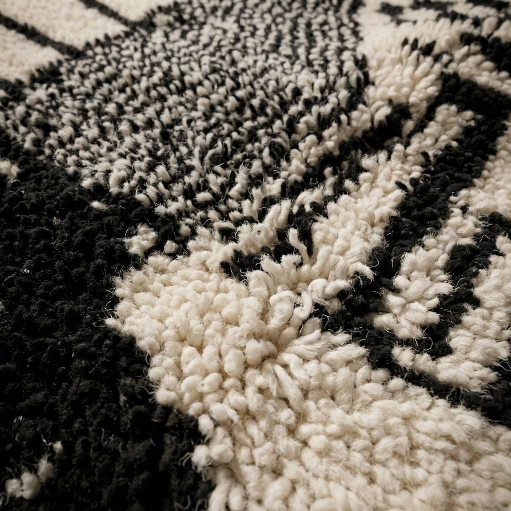 Marigold Path Moroccan Runner Rug - handwoven Berber wool detail