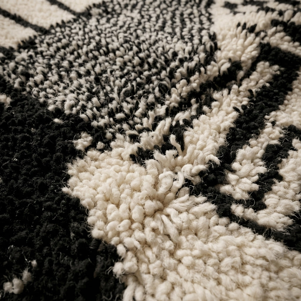 Marigold Path Moroccan Runner Rug - handwoven Berber wool detail