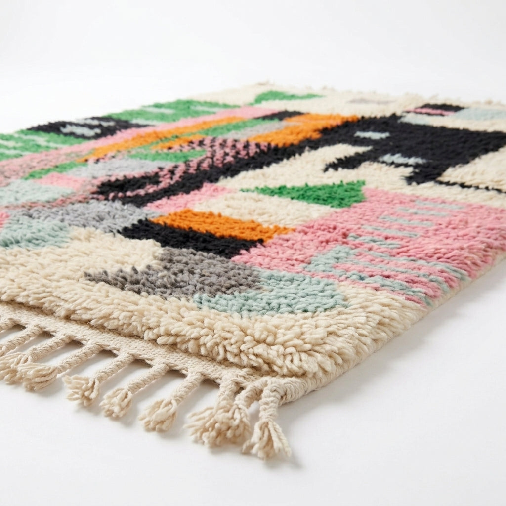 Meadow Confetti Azilal rug — wool pile texture close-up