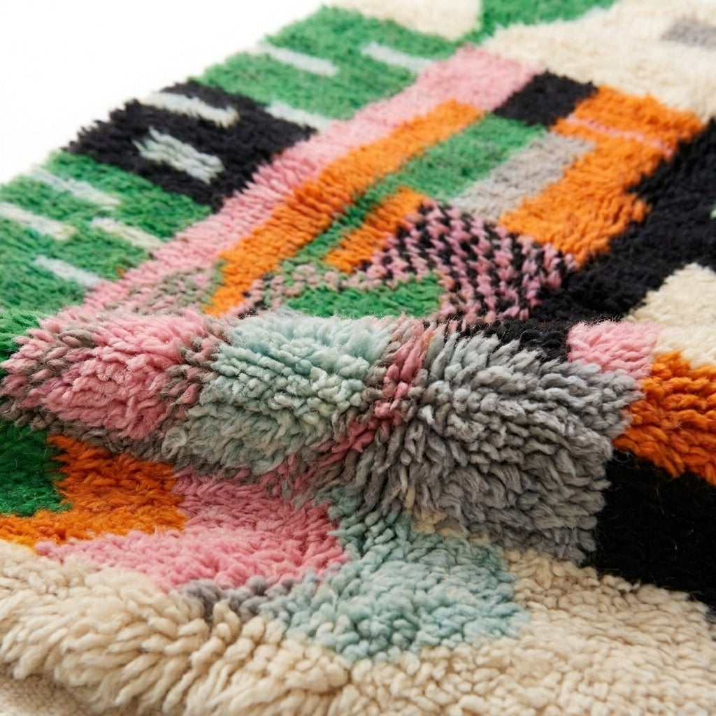 Meadow Confetti Azilal rug — wool pile texture close-up