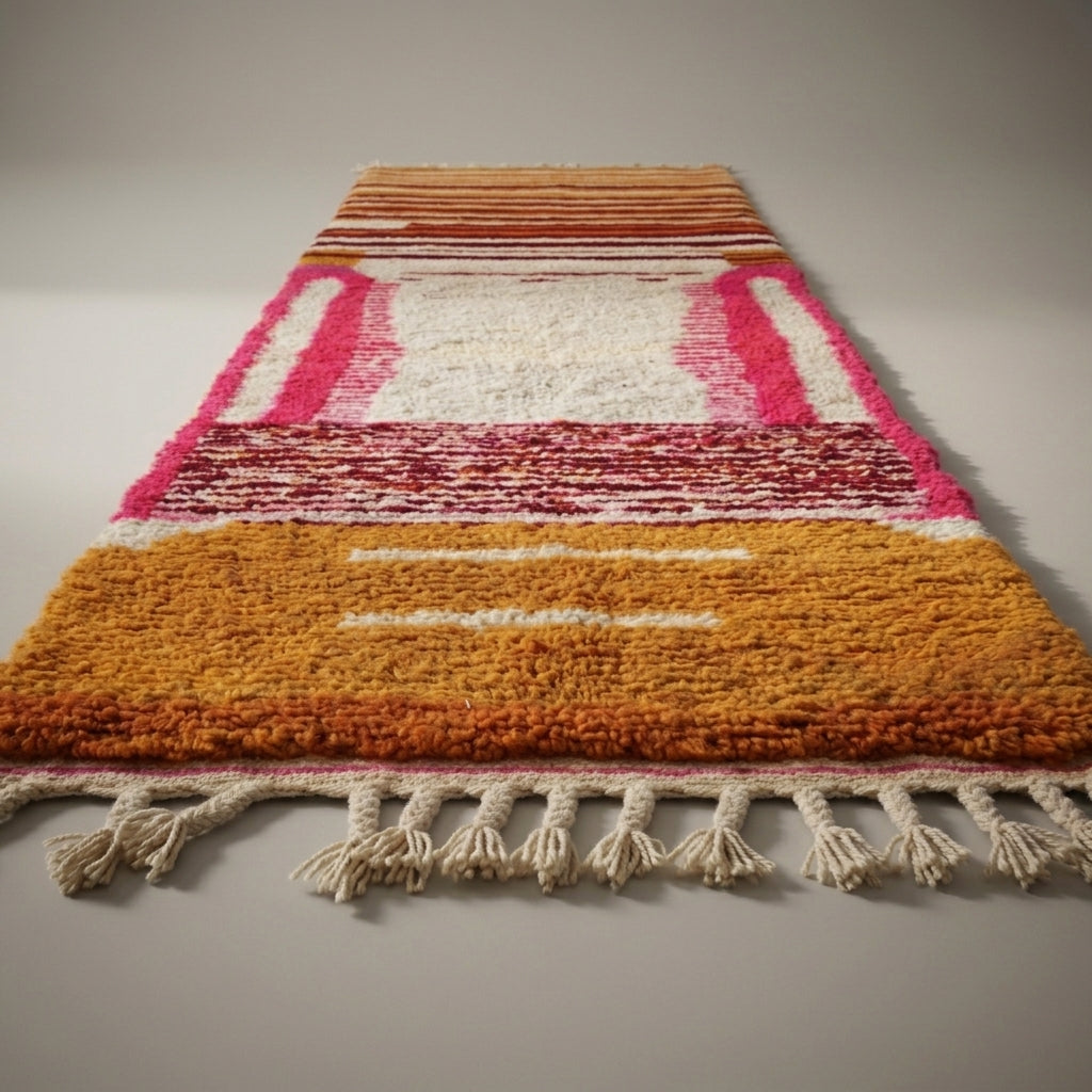 Medina Path Moroccan Runner Rug - handwoven Berber wool detail