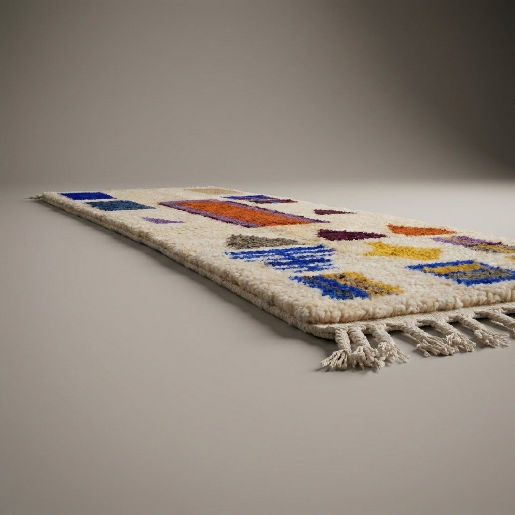 Mint Medina Moroccan Runner Rug - handwoven Berber wool detail