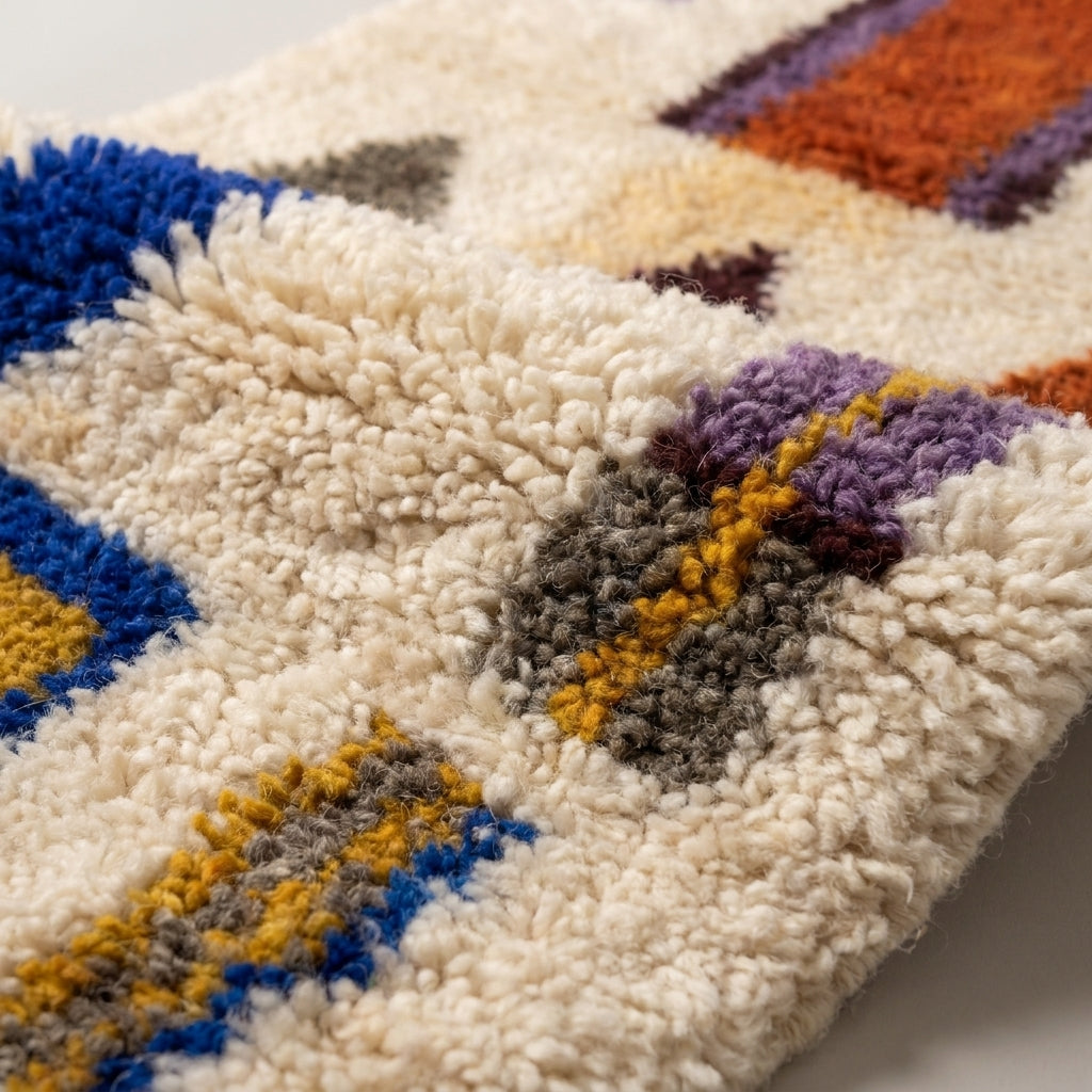 Mint Medina Moroccan Runner Rug - handwoven Berber wool detail