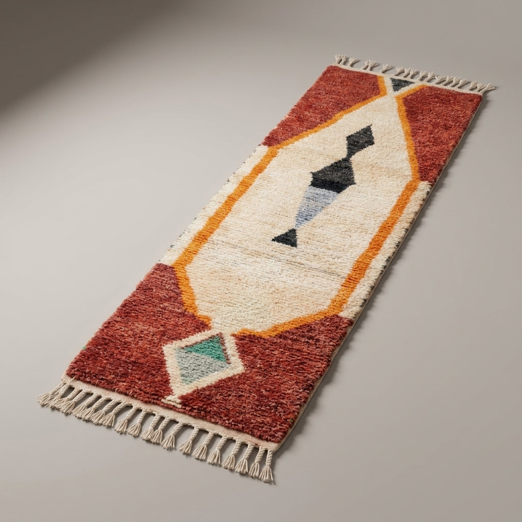 Mist Corridor Moroccan Runner Rug - handwoven Berber wool detail