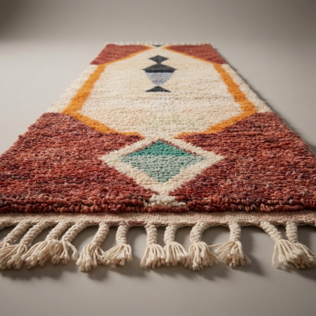 Mist Corridor Moroccan Runner Rug - handwoven Berber wool detail