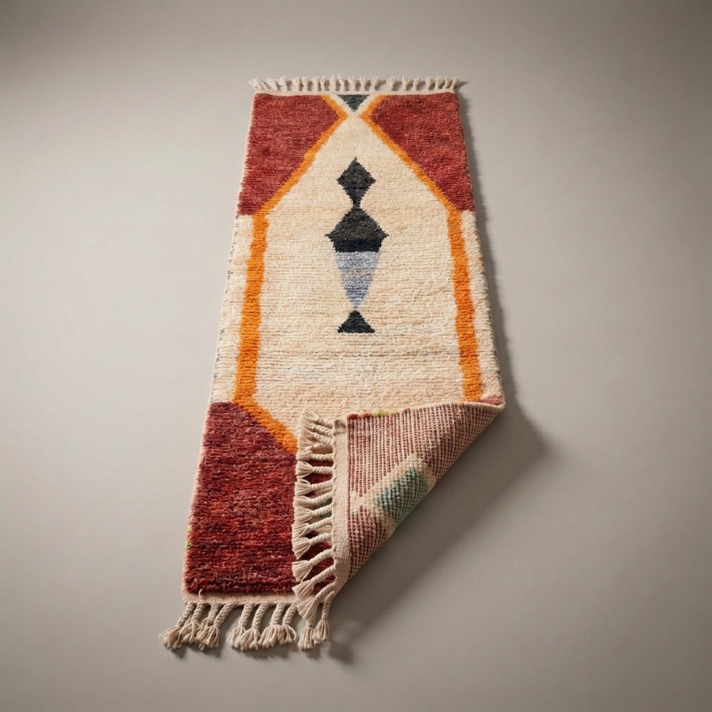 Mist Corridor Moroccan Runner Rug - handwoven Berber wool detail