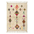 Neon Diamonds Azilal rug, handwoven wool with bright pink, teal, orange and green diamonds, flat lay top view
