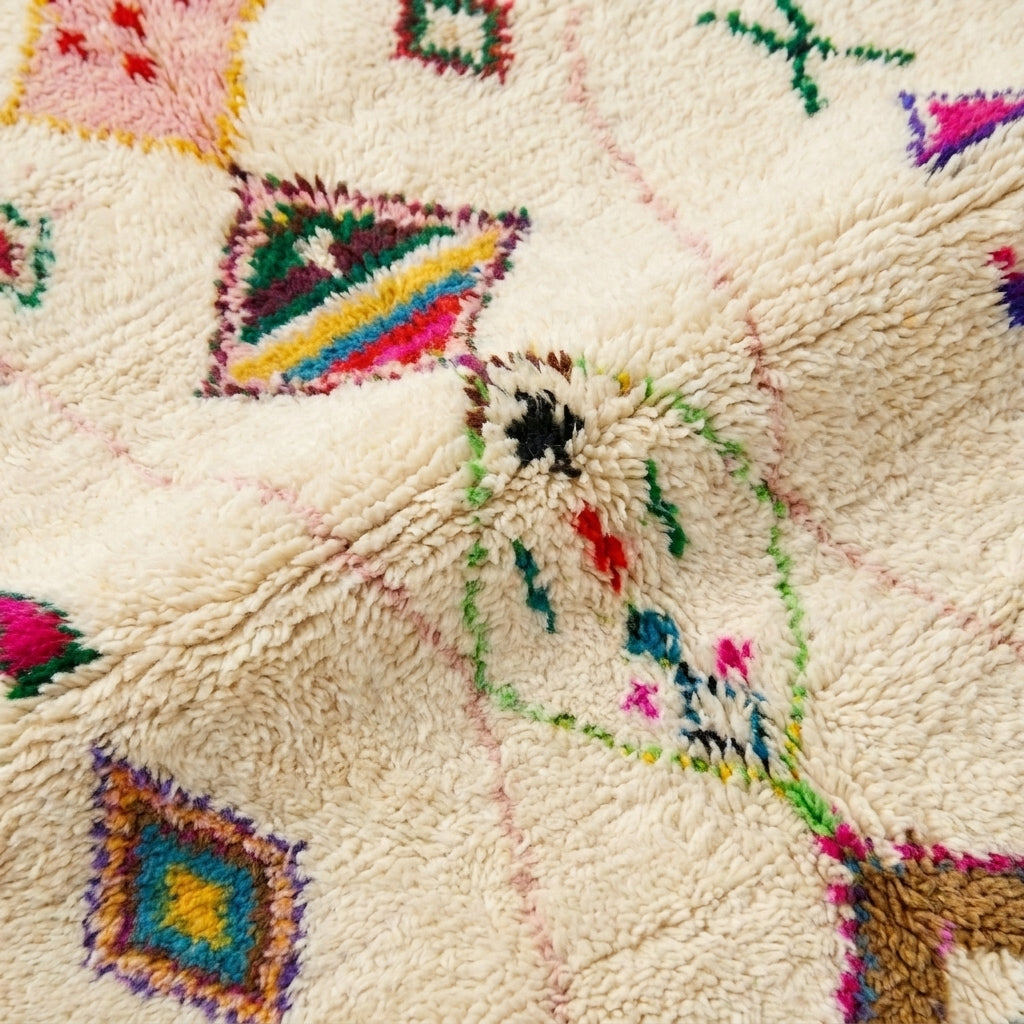 Neon Diamonds Azilal rug — wool pile texture close-up