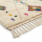 Neon Diamonds Azilal rug — hand-knotted fringe detail close-up