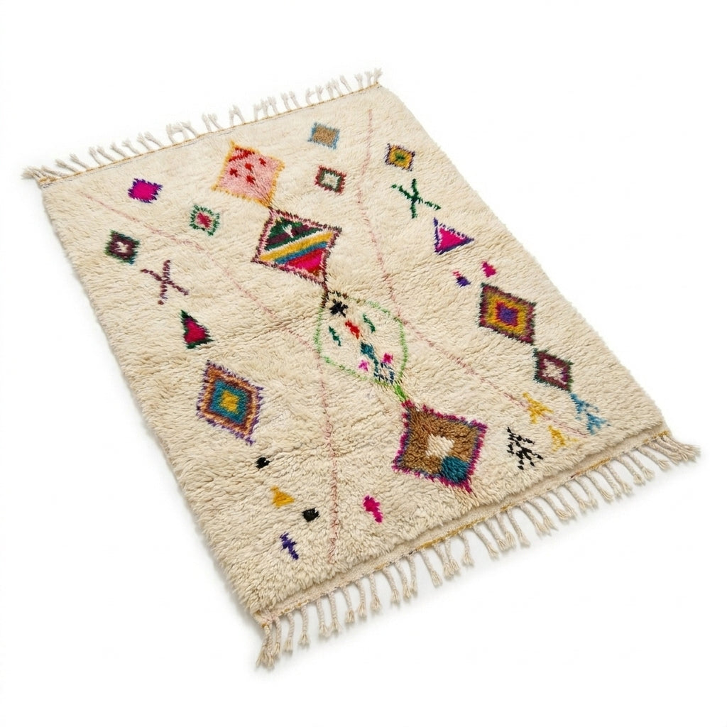 Neon Diamonds Azilal rug — full rug on white studio background