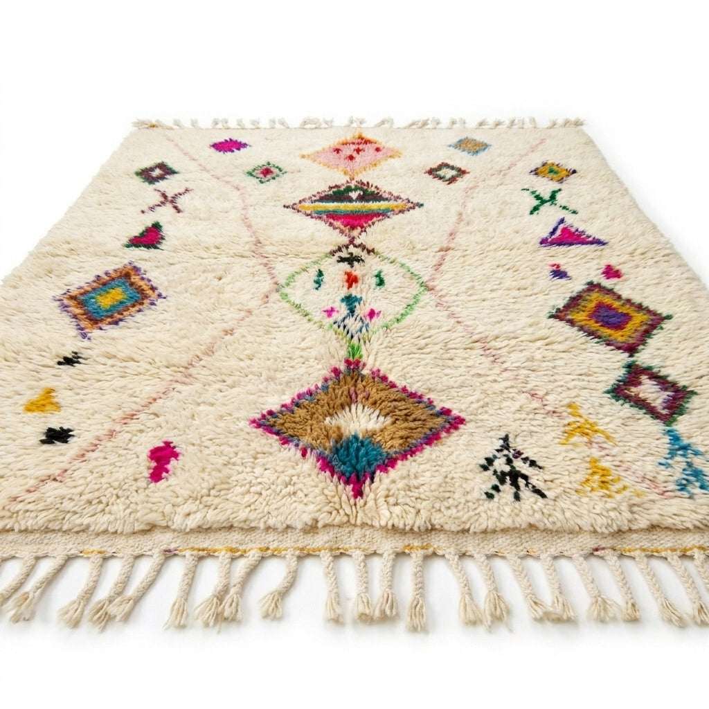Neon Diamonds Azilal rug — wool pile texture close-up