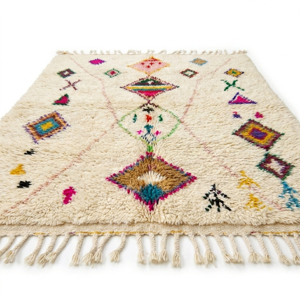 Neon Diamonds Azilal rug — wool pile texture close-up