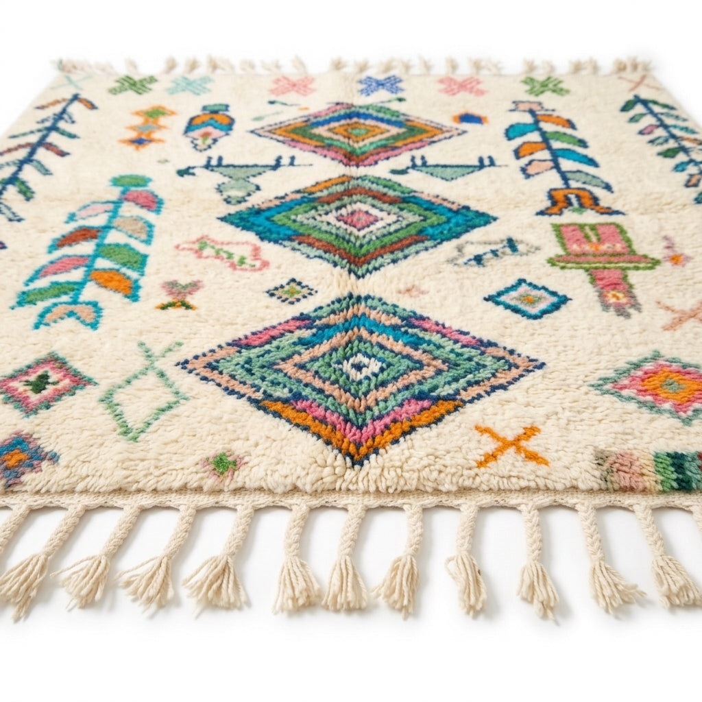 Oasis Trees Azilal rug — wool pile texture close-up