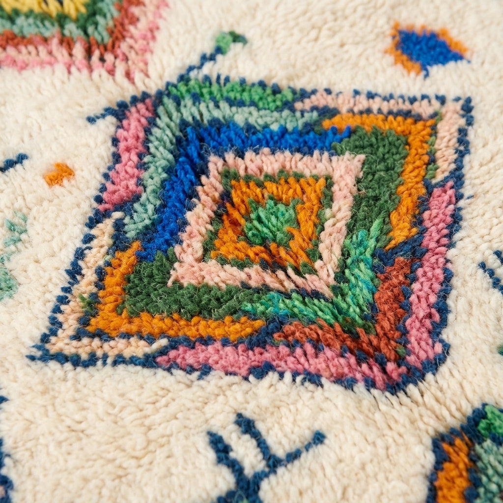 Oasis Trees Azilal rug — wool pile texture close-up