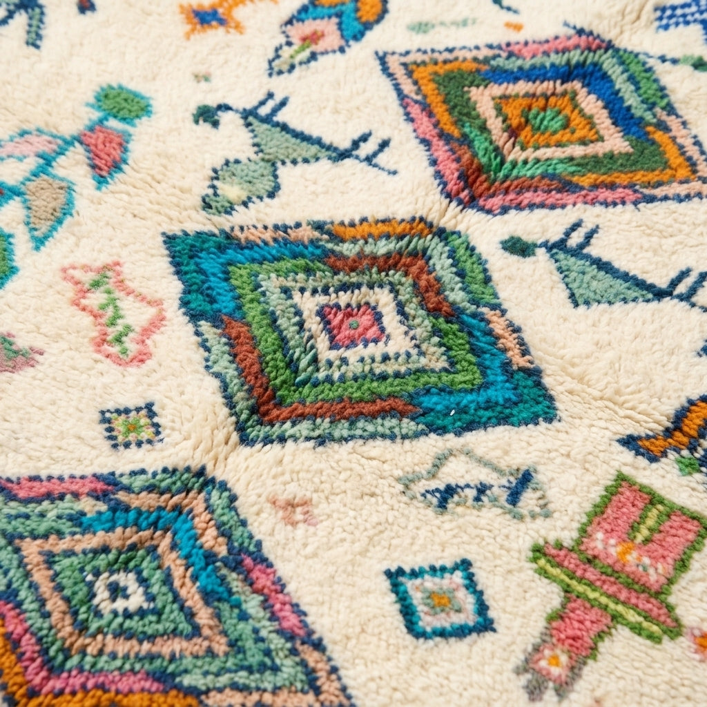 Oasis Trees Azilal rug — wool pile texture close-up