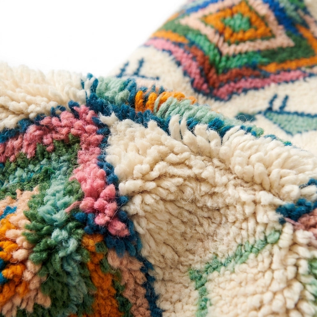 Oasis Trees Azilal rug — wool pile texture close-up
