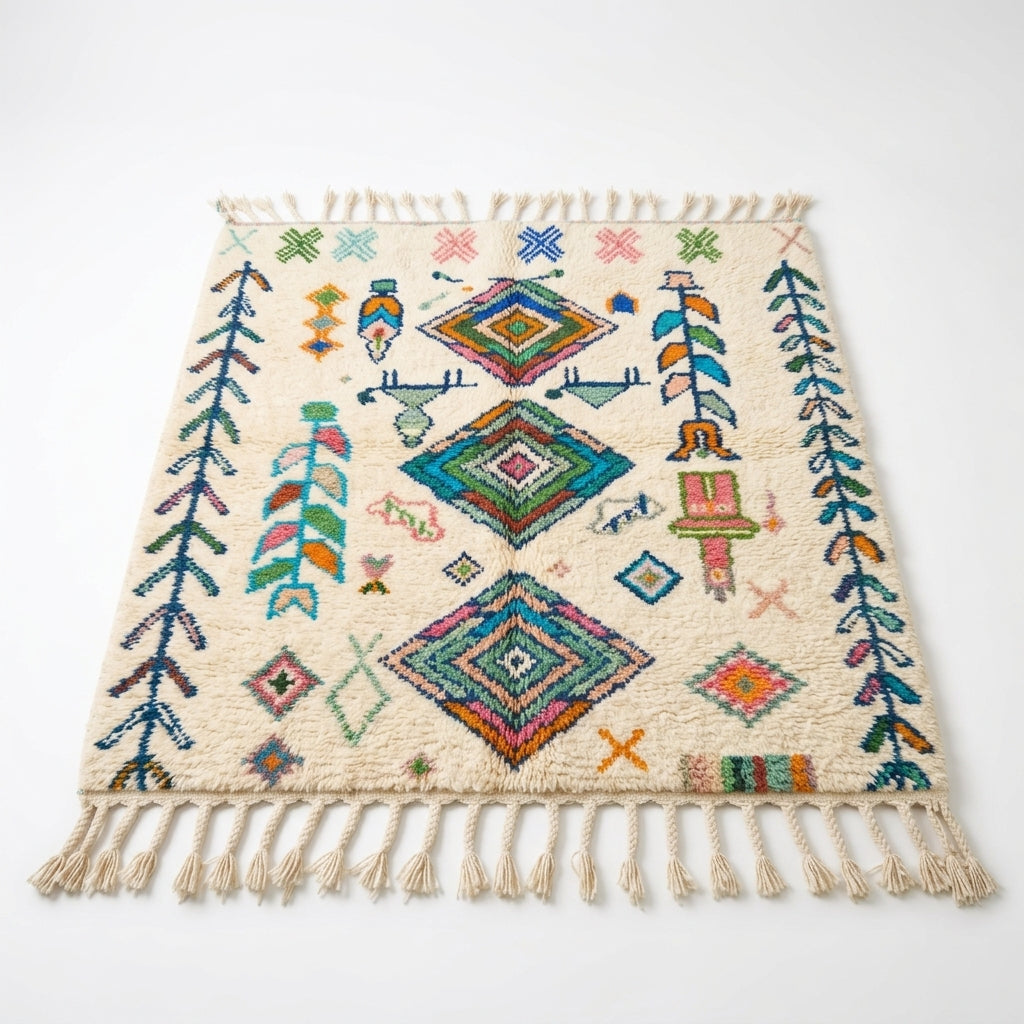 Oasis Trees Azilal rug — full rug on white studio background
