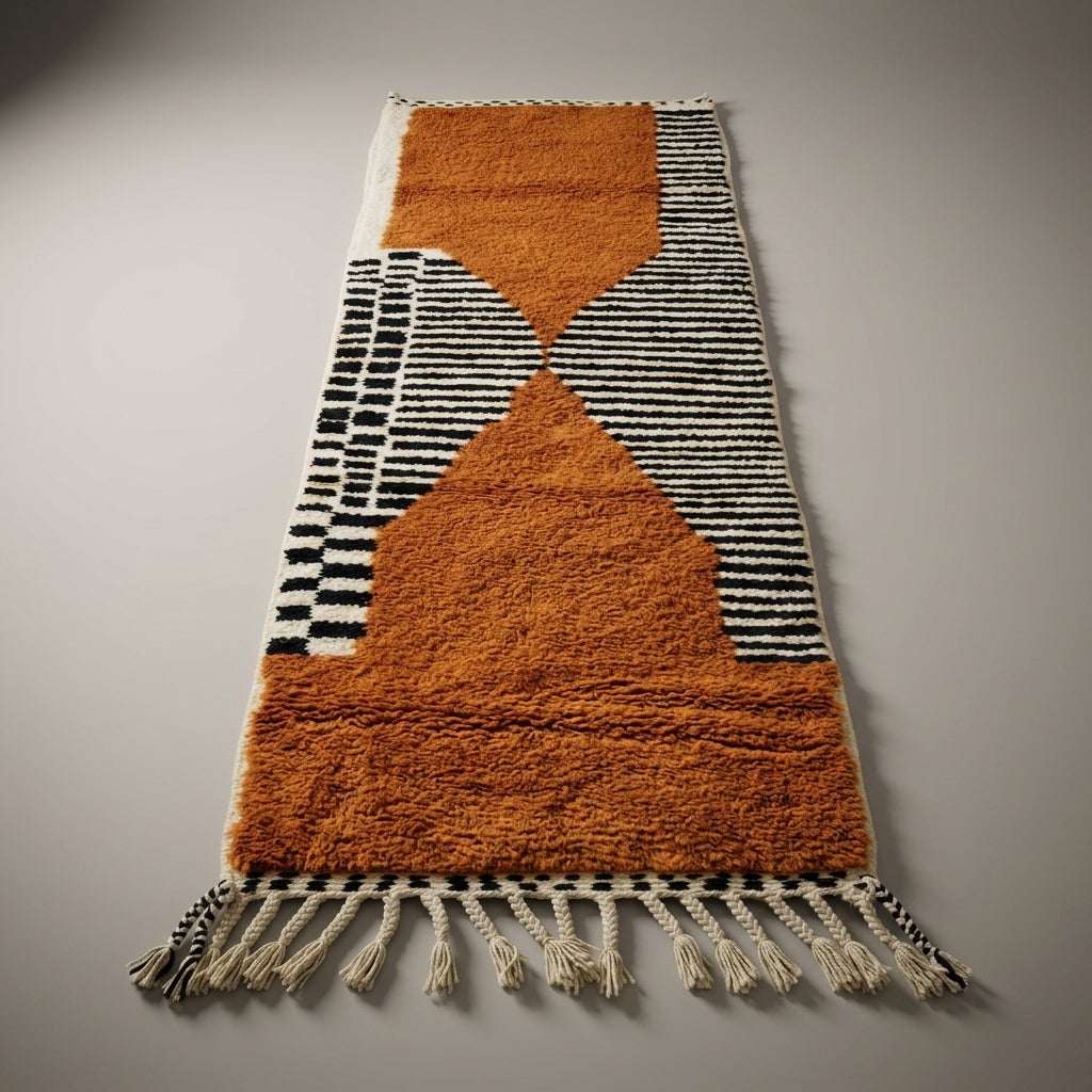 Ochre Path Moroccan Runner Rug - handwoven Berber wool