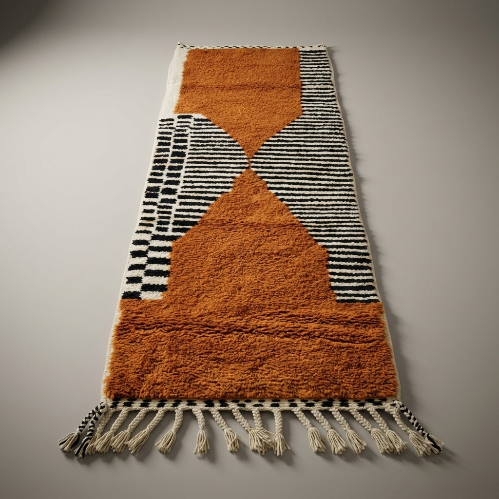 Ochre Path Moroccan Runner Rug - handwoven Berber wool