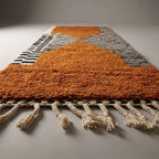 Ochre Path Moroccan Runner Rug - handwoven Berber wool detail