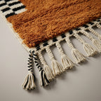 Ochre Path Moroccan Runner Rug - handwoven Berber wool detail