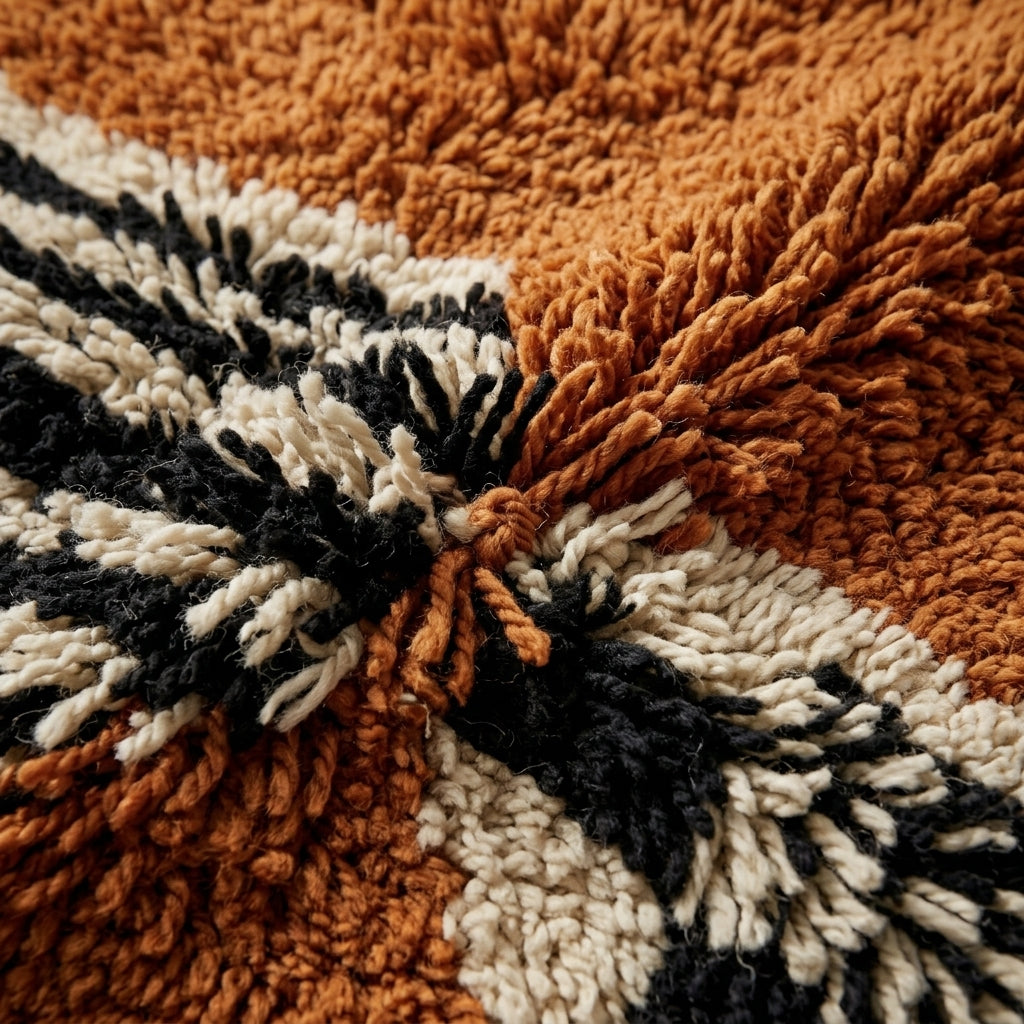 Ochre Path Moroccan Runner Rug - handwoven Berber wool detail