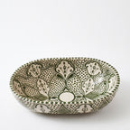 Olive Fessi Moroccan ceramic sink - angled view of oval basin