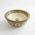 Olive and Ivory Classic Moroccan ceramic sink - angled view of ivory basin