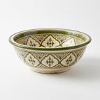 Olive Lotus Moroccan ceramic sink - top view of floral sprigs
