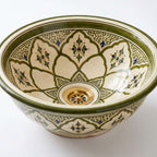 Olive Lotus Moroccan ceramic sink - close-up of surface texture