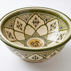 Olive Lotus Moroccan ceramic sink - close-up of surface texture