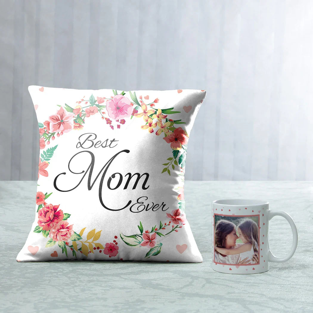 Best Mom Gift, Personalized cushion and mug