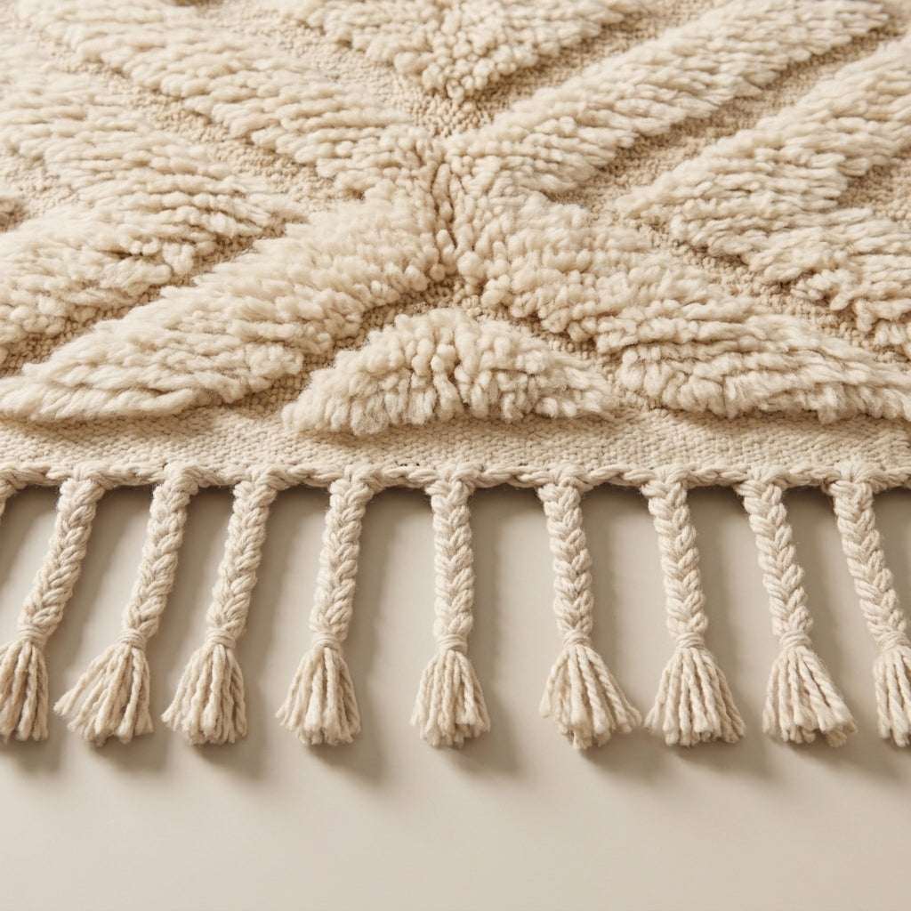 Palm Trail Moroccan Runner Rug - handwoven Berber wool detail