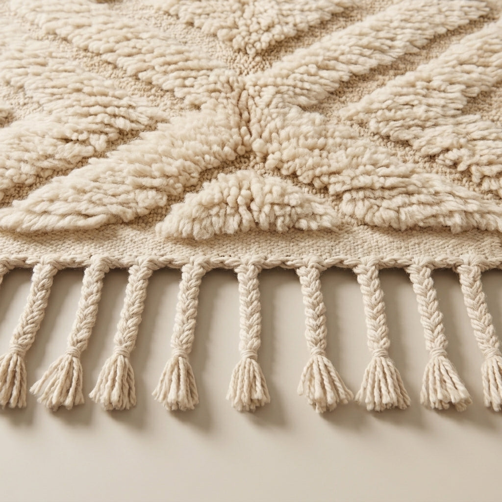 Palm Trail Moroccan Runner Rug - handwoven Berber wool detail