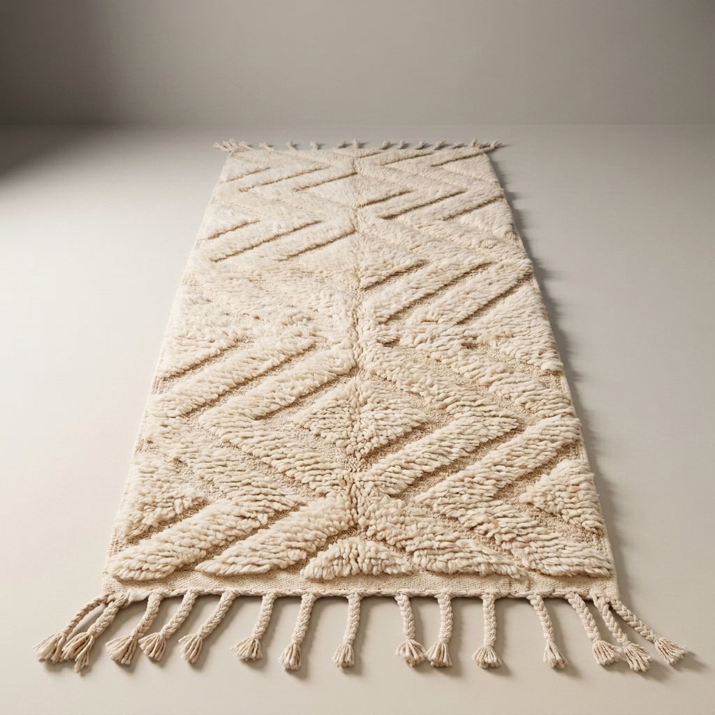Palm Trail Moroccan Runner Rug - handwoven Berber wool detail