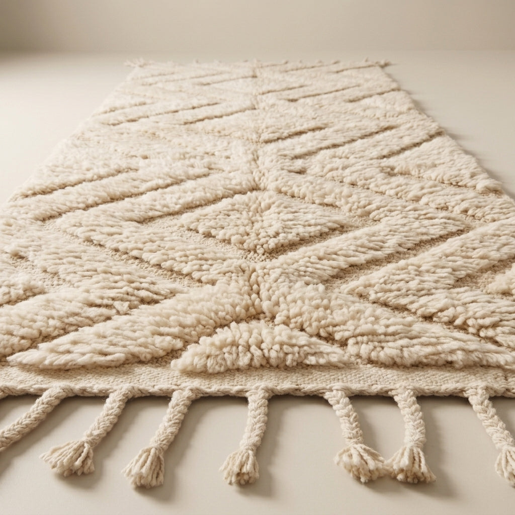 Palm Trail Moroccan Runner Rug - handwoven Berber wool detail