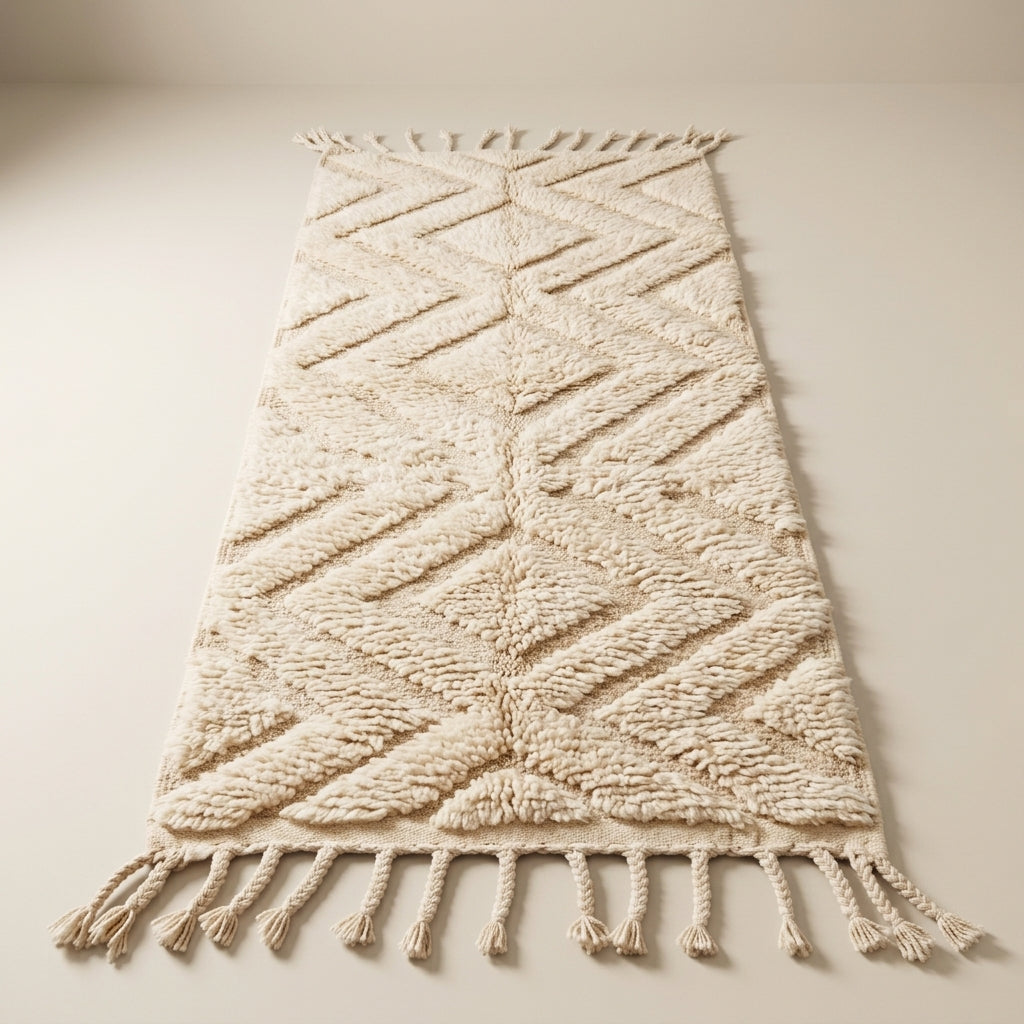 Palm Trail Moroccan Runner Rug - handwoven Berber wool detail