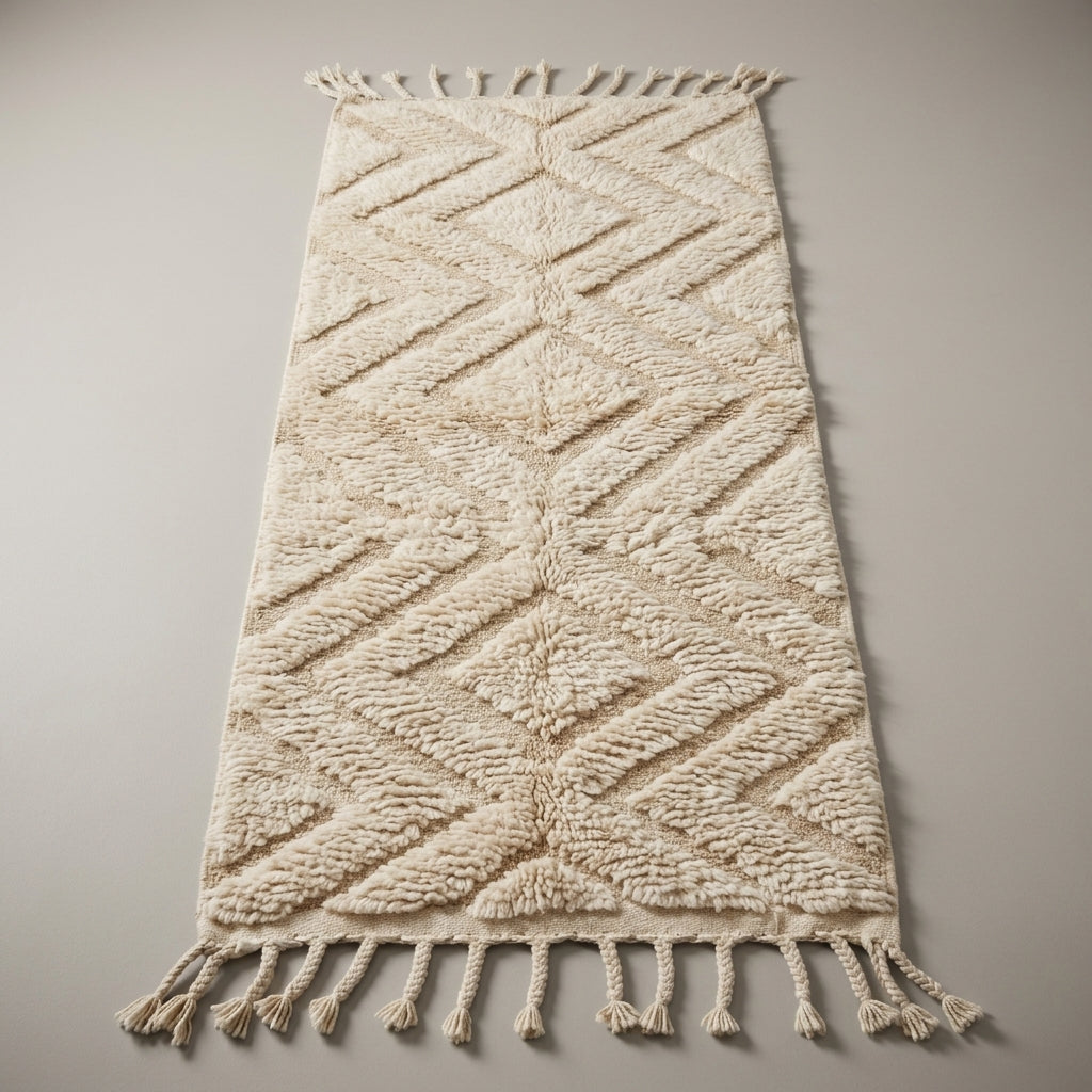 Palm Trail Moroccan Runner Rug - handwoven Berber wool detail