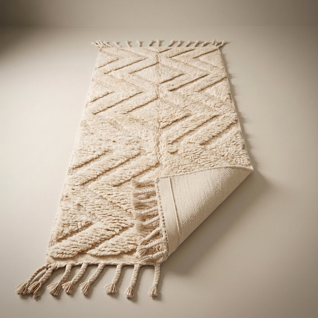 Palm Trail Moroccan Runner Rug - handwoven Berber wool detail