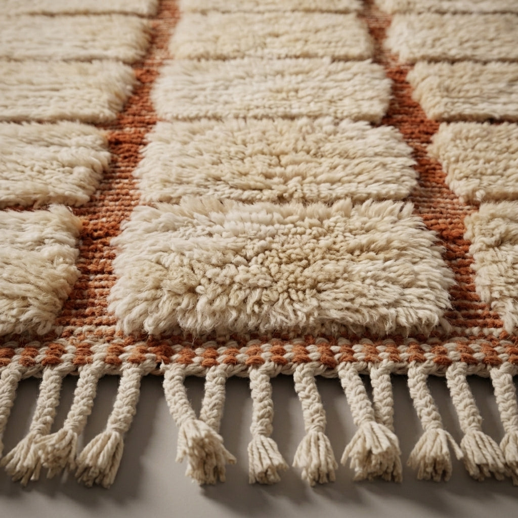 Pebble Trail Moroccan Runner Rug - handwoven Berber wool detail
