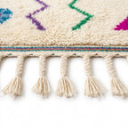 Playful Sprinkle Azilal rug — hand-knotted fringe detail close-up