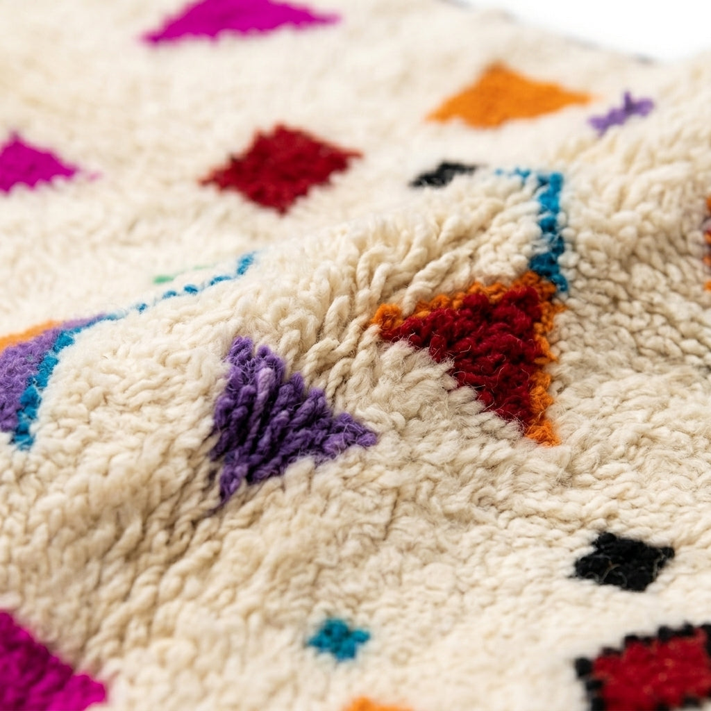 Playful Sprinkle Azilal rug — wool pile texture close-up