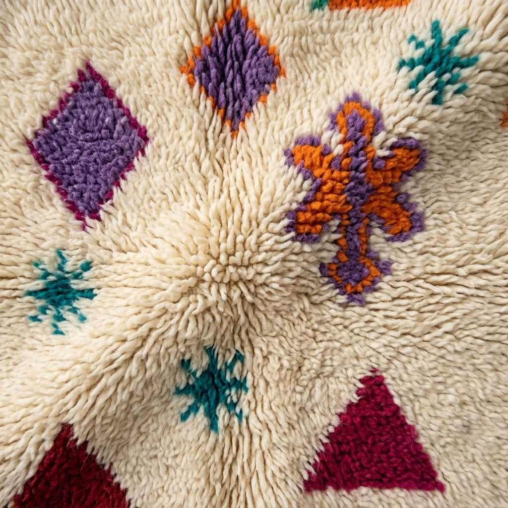 Playful Sprinkle Azilal rug — wool pile texture close-up