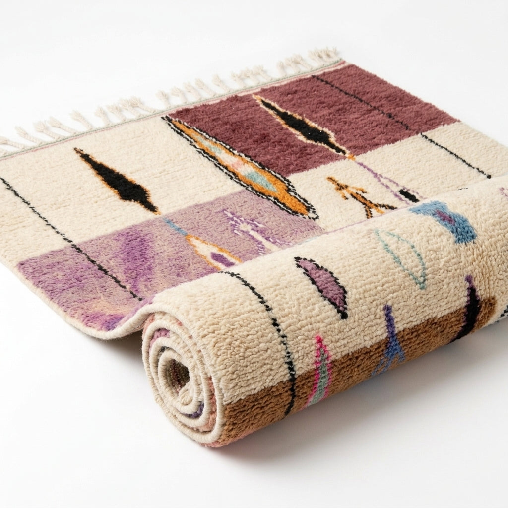 Plum Fields Boujaad rug — full rug on white studio background